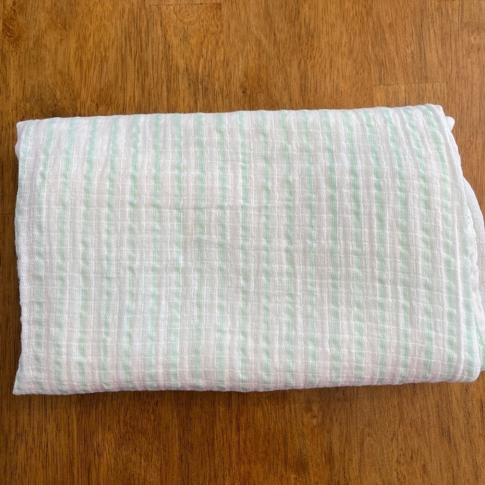 Unisex Swaddle blanket mint green/white stripe
